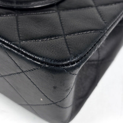 Chanel Quilted Double Flap Chain Shoulder Bag CC Logo Leather Black — view 3