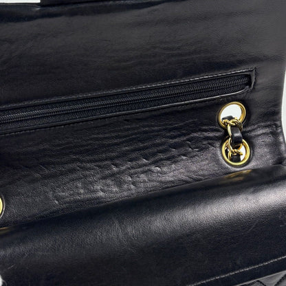 Chanel Quilted Double Flap Chain Shoulder Bag CC Logo Leather Black — view 8