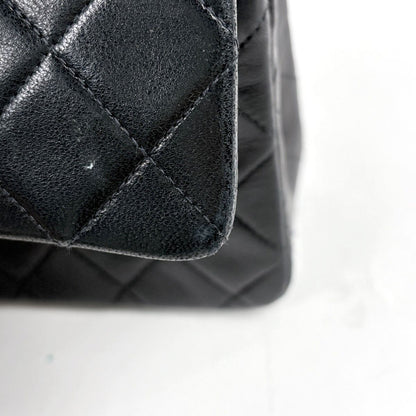 Chanel Quilted Double Flap Chain Shoulder Bag CC Logo Leather Black — view 5