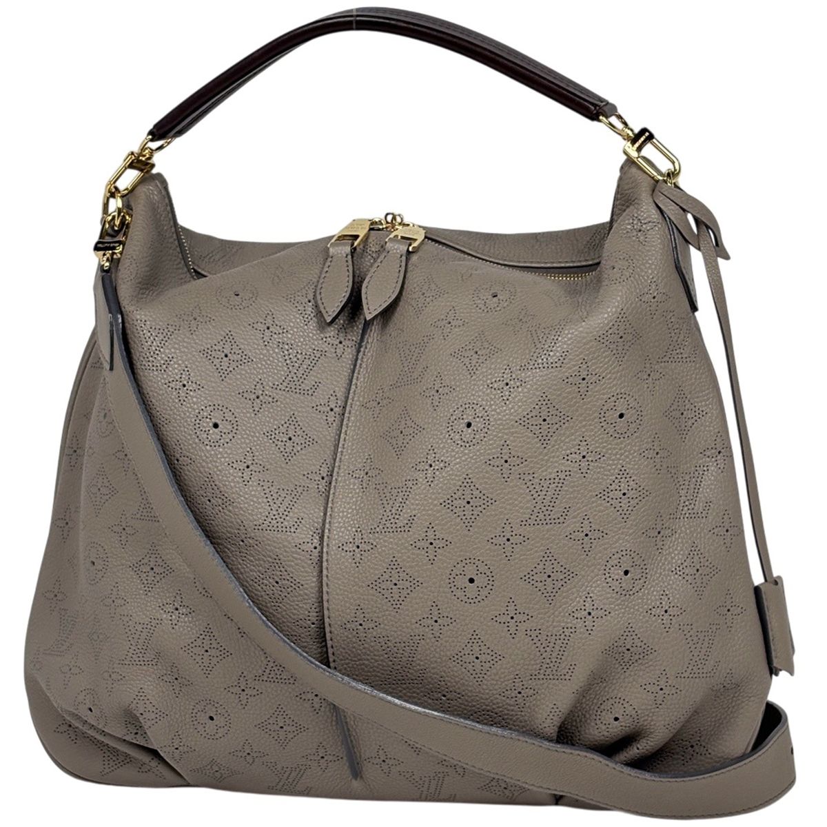 Louis Vuitton Selene MM 2-Way Handle Monogram Mahina Taupe Handbag