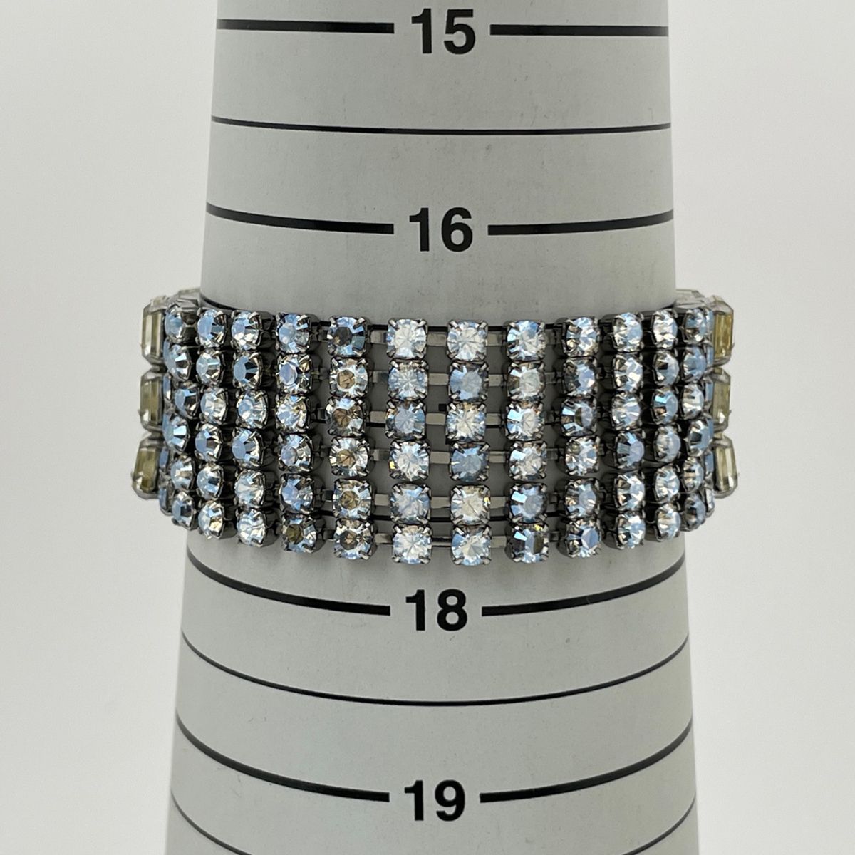 Miu Miu Bracelet Flower Metal Rhinestone Silver — view 4
