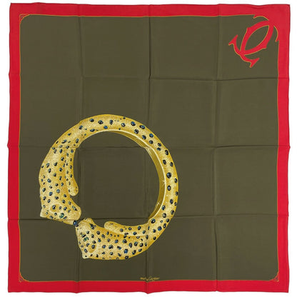 Cartier Scarf Panthere Silk Red Green