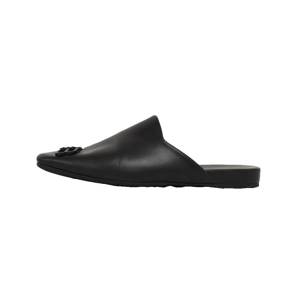 Balenciaga Cosy BB Sandals Slippers Leather Logo Black — view 2