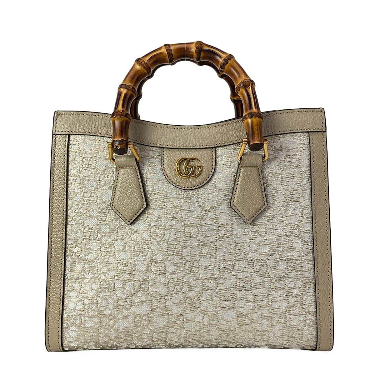 Gucci Tote Bag Diana Small Ivory Gold Beige Nishijin Ori Hosoo Collaboration
