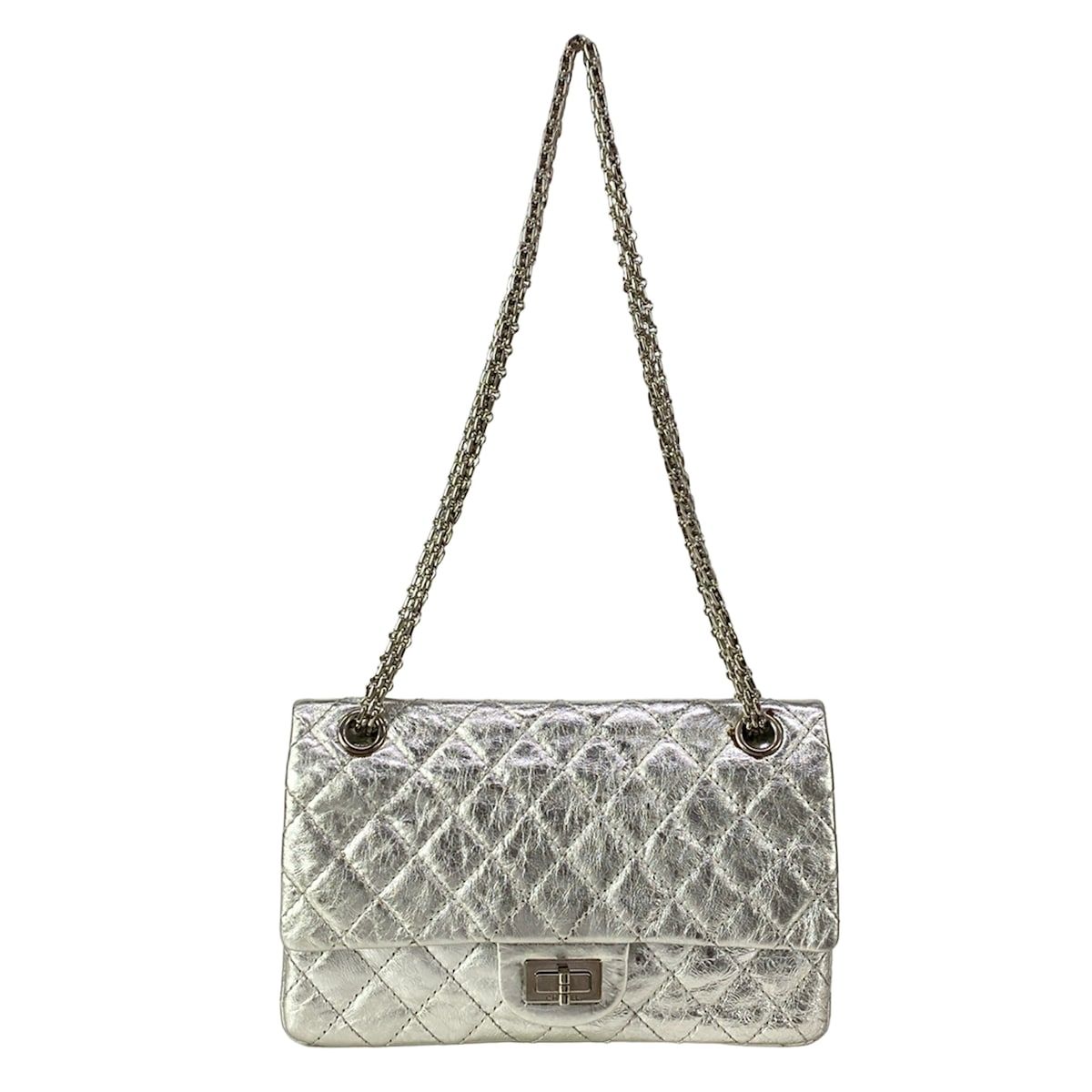 Chanel Shoulder Bag 2.55 Quilted Silver Mademoiselle Chain Lambskin