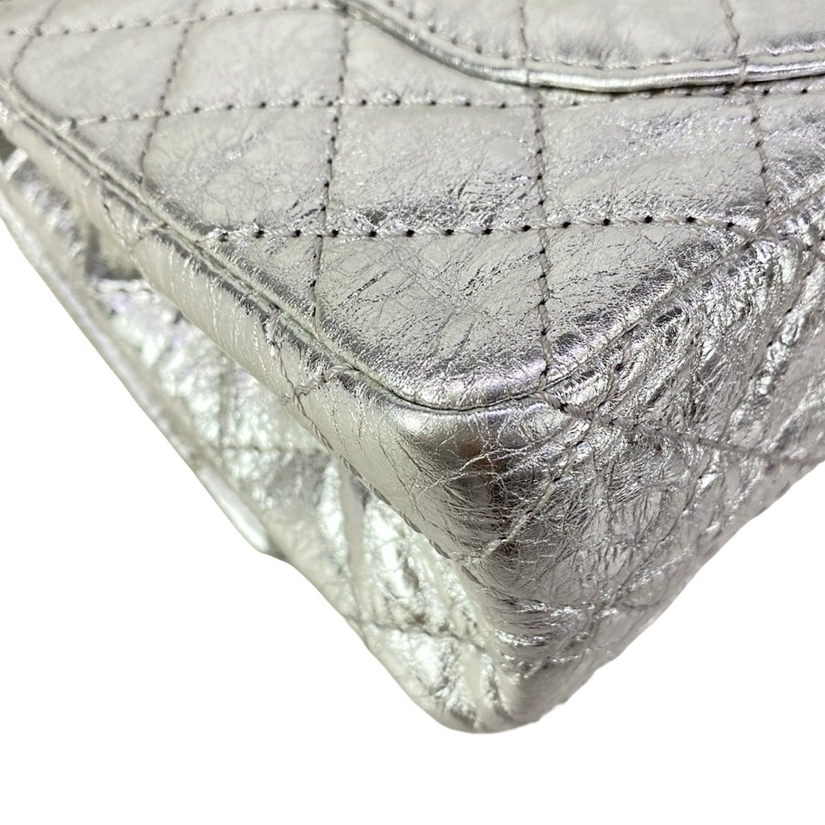 Chanel Shoulder Bag 2.55 Quilted Silver Mademoiselle Chain Lambskin — view 8