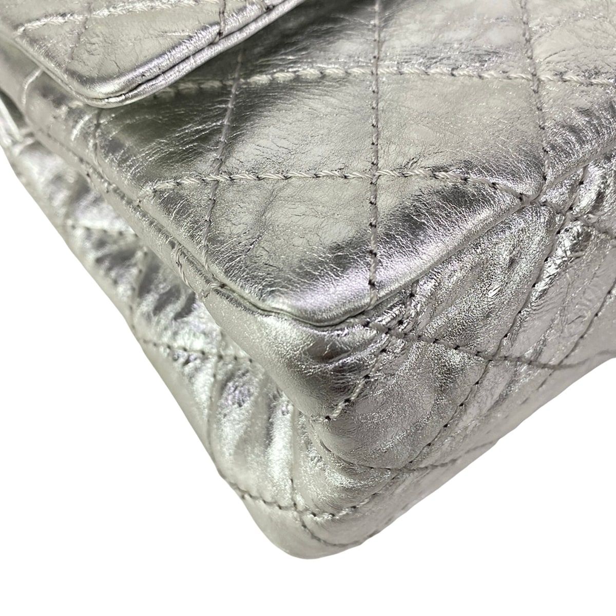 Chanel Shoulder Bag 2.55 Quilted Silver Mademoiselle Chain Lambskin — view 6