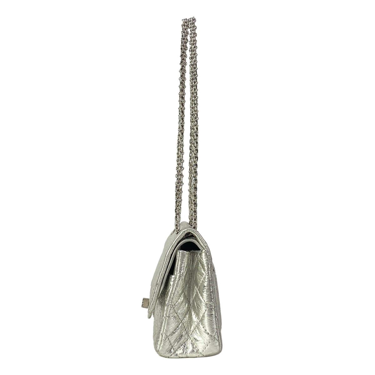 Chanel Shoulder Bag 2.55 Quilted Silver Mademoiselle Chain Lambskin — view 4