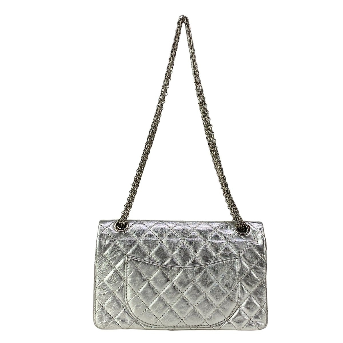 Chanel Shoulder Bag 2.55 Quilted Silver Mademoiselle Chain Lambskin — view 3
