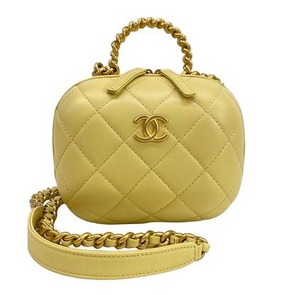 Chanel Shoulder Bag Quilted Light Yellow Lambskin