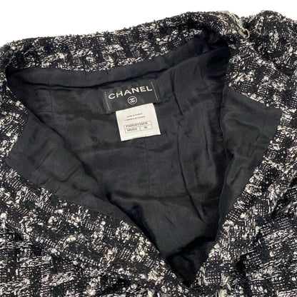 Chanel Coat M p Black White Tweed 3/4 Sleeve Chain Fall Winter Wool 38 — view 8