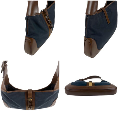Gucci Jackie Canvas Hobo Line Shoulder Bag Sherry Brown Navy — view 3