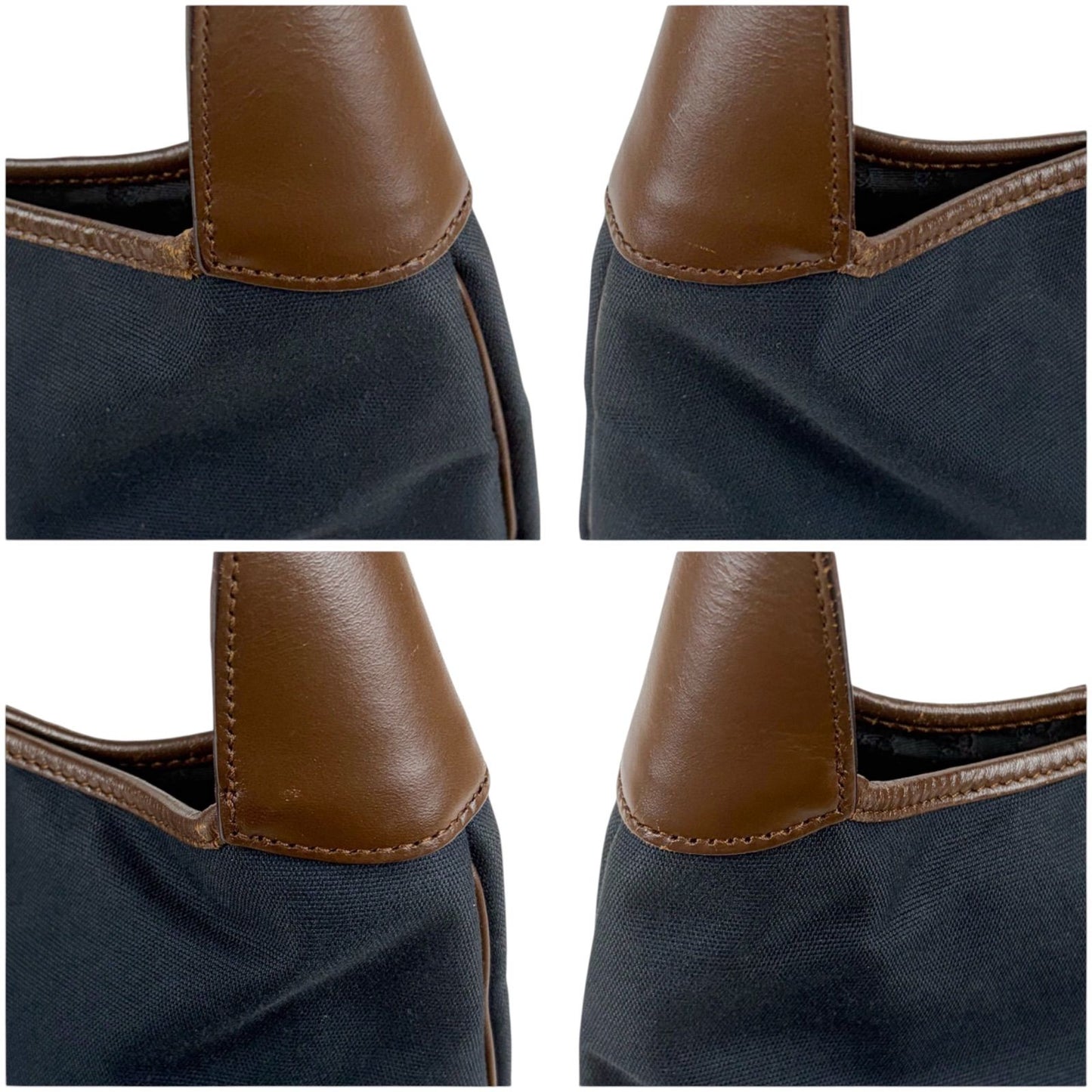 Gucci Jackie Canvas Hobo Line Shoulder Bag Sherry Brown Navy — view 4