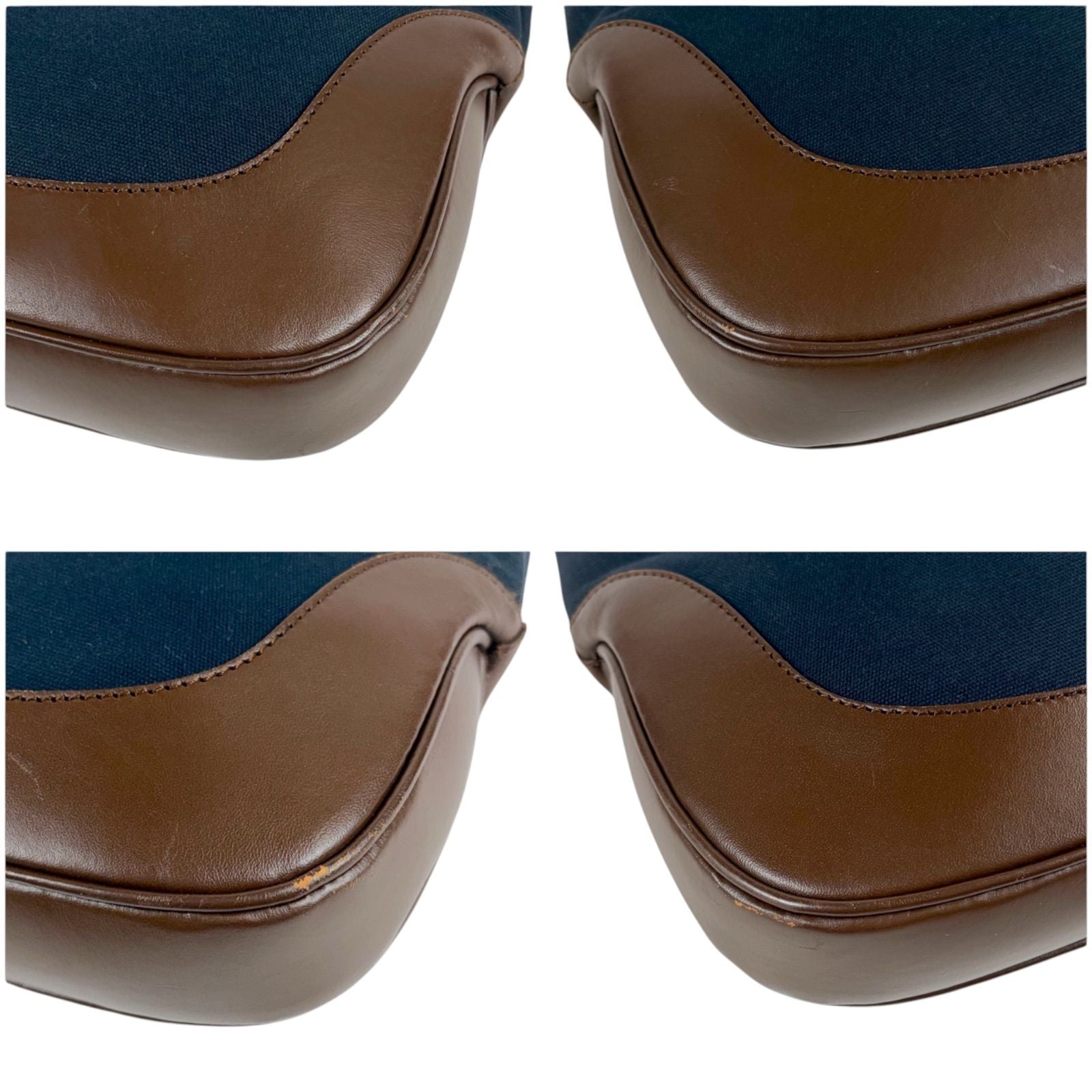 Gucci Jackie Canvas Hobo Line Shoulder Bag Sherry Brown Navy — view 5