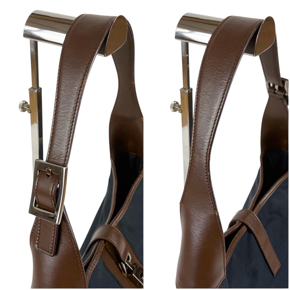 Gucci Jackie Canvas Hobo Line Shoulder Bag Sherry Brown Navy — view 6