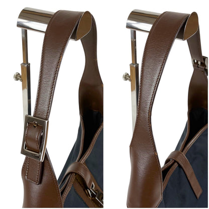 Gucci Jackie Canvas Hobo Line Shoulder Bag Sherry Brown Navy — view 6