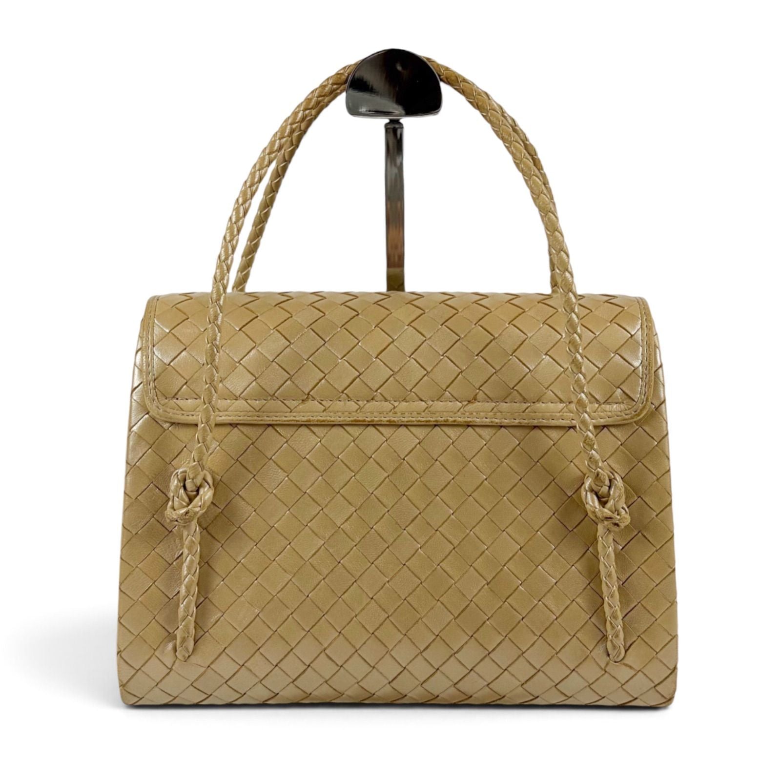 Bottega Veneta Intrecciato Leather Top Handle Bag Beige — view 3