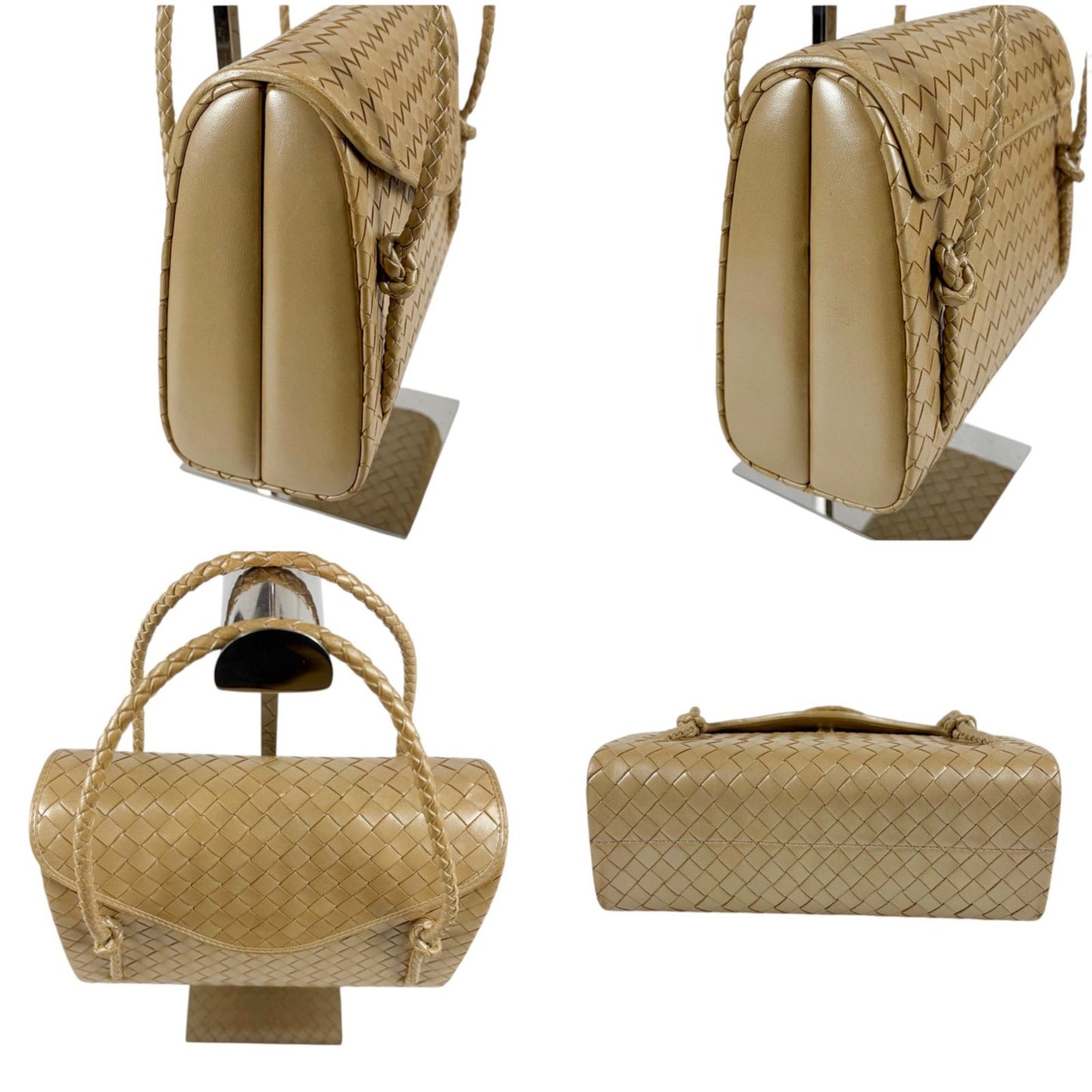 Bottega Veneta Intrecciato Leather Top Handle Bag Beige — view 6