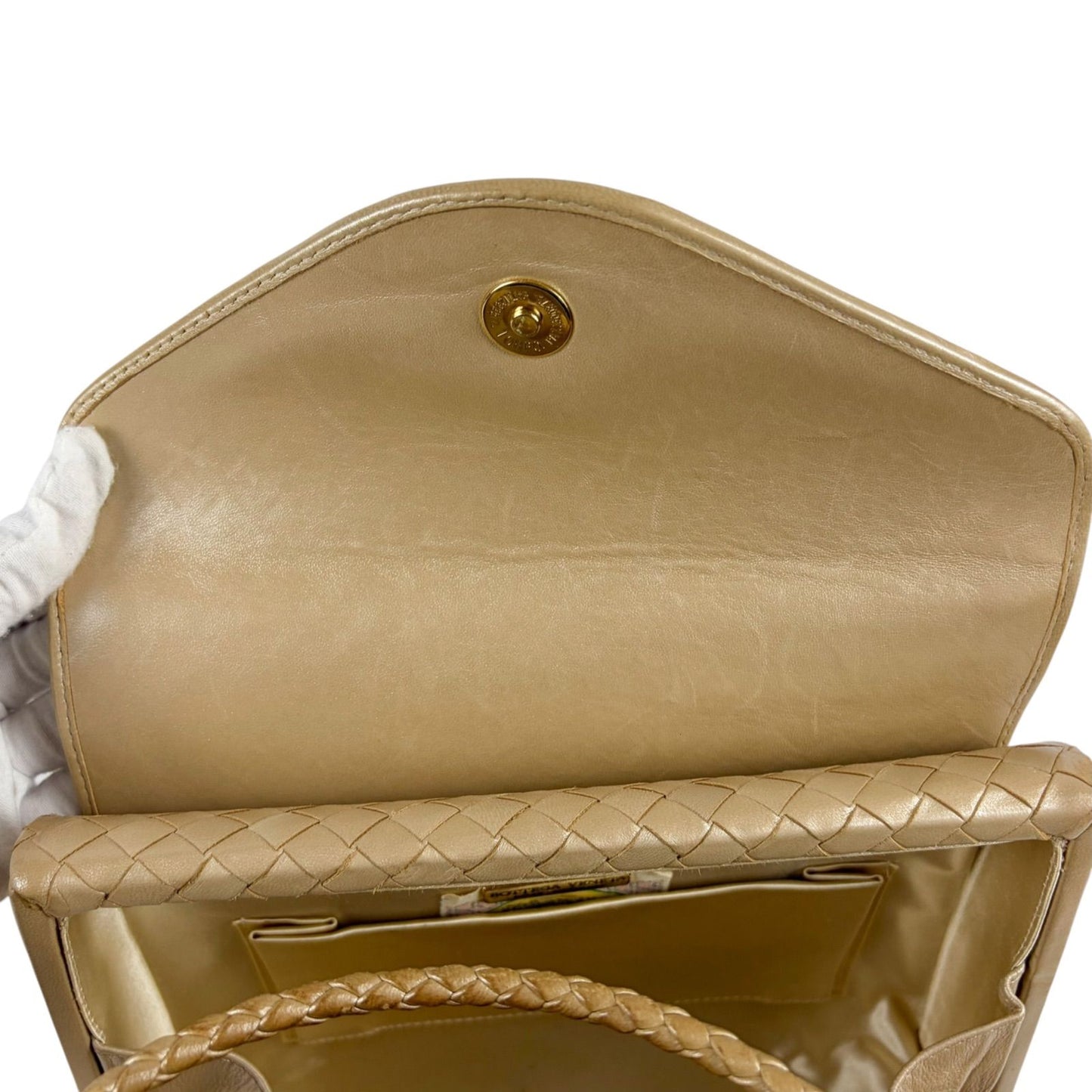 Bottega Veneta Intrecciato Leather Top Handle Bag Beige — view 8