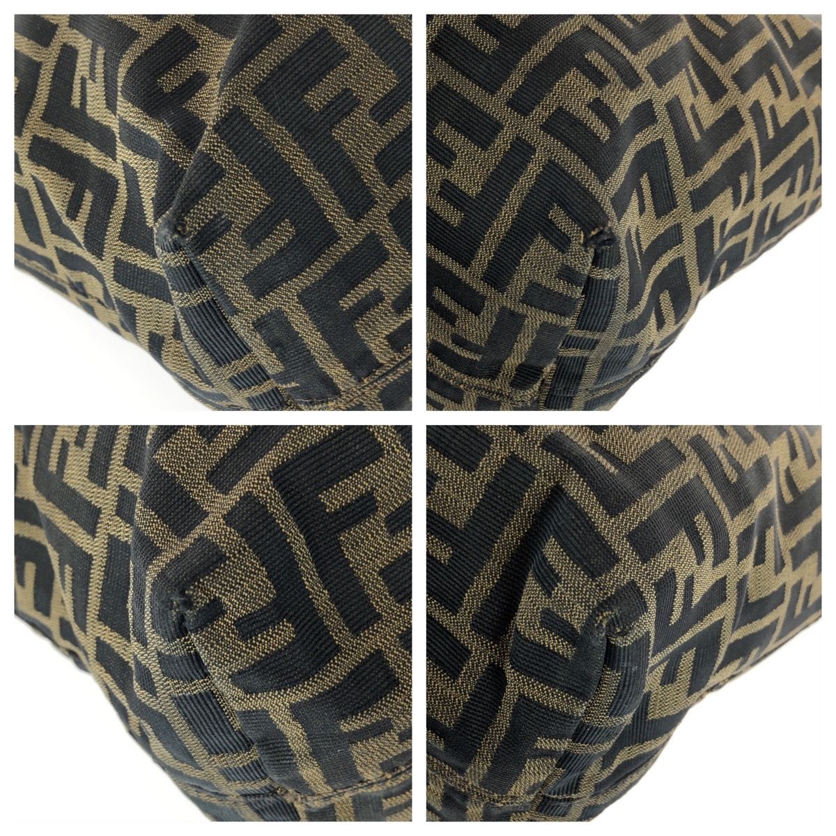 Fendi Zucca Brown Dark Canvas Leather Tote Shoulder Bag — view 3