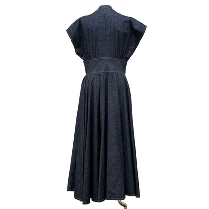 Dior Dress I Navy Short Sleeve Maxi Length Denim Cotton 46 — view 2