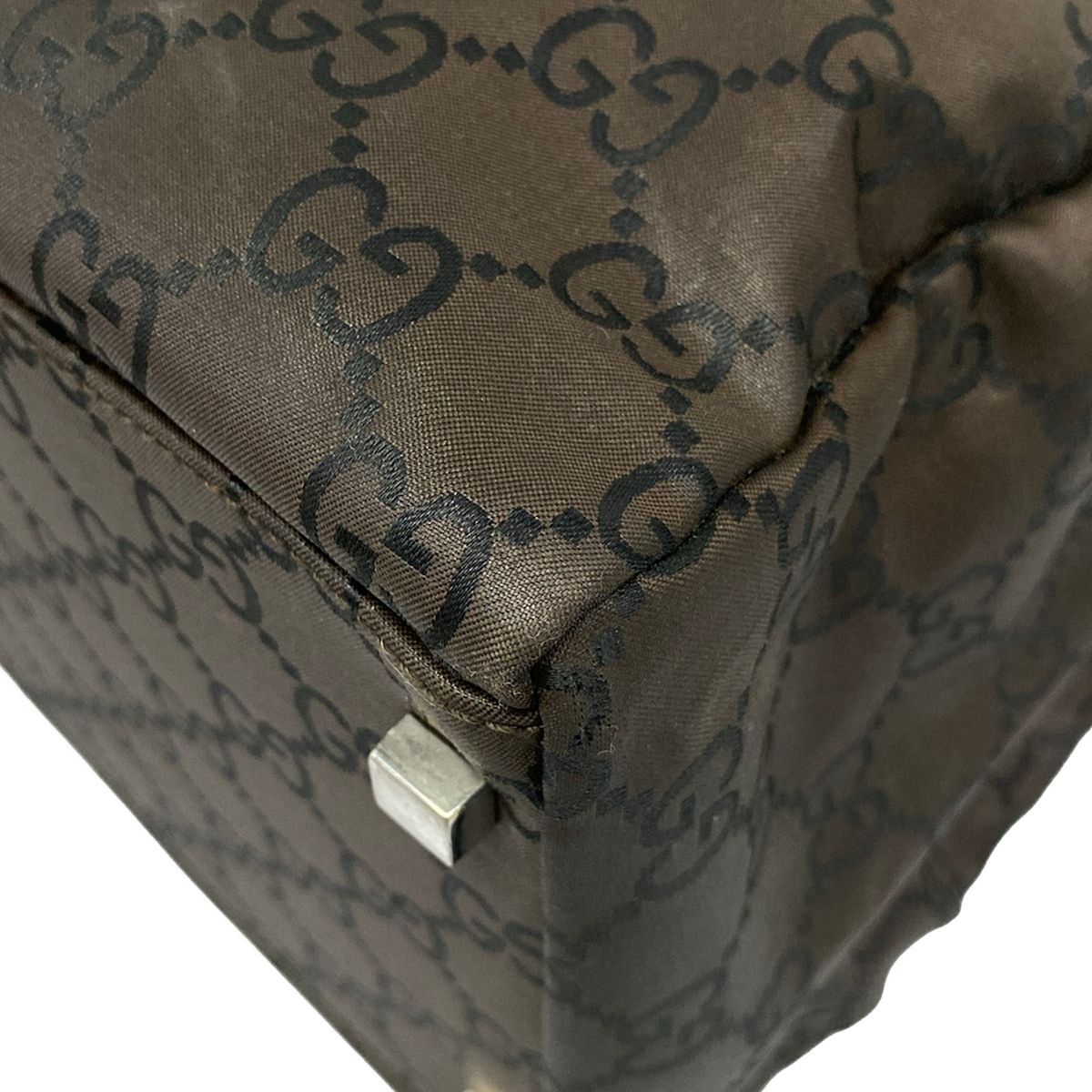 Gucci Boston Bag GG Pattern Dark Brown No Lock — view 6