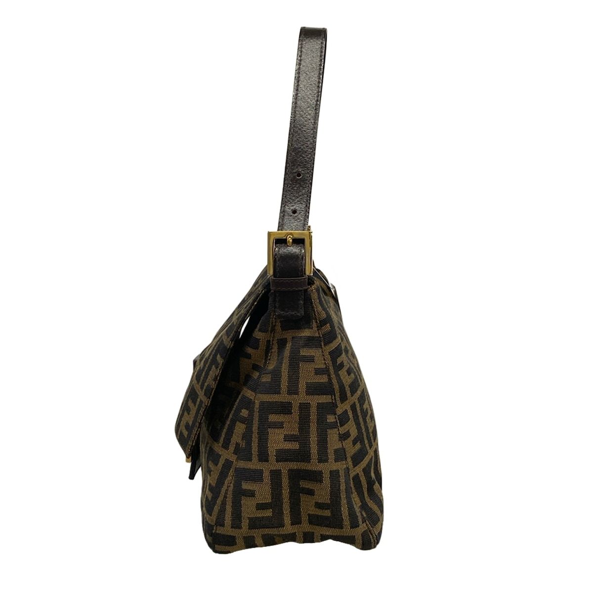 Fendi Handle Mamma Bucket Zucca Pattern Brown Dark Leather — view 2