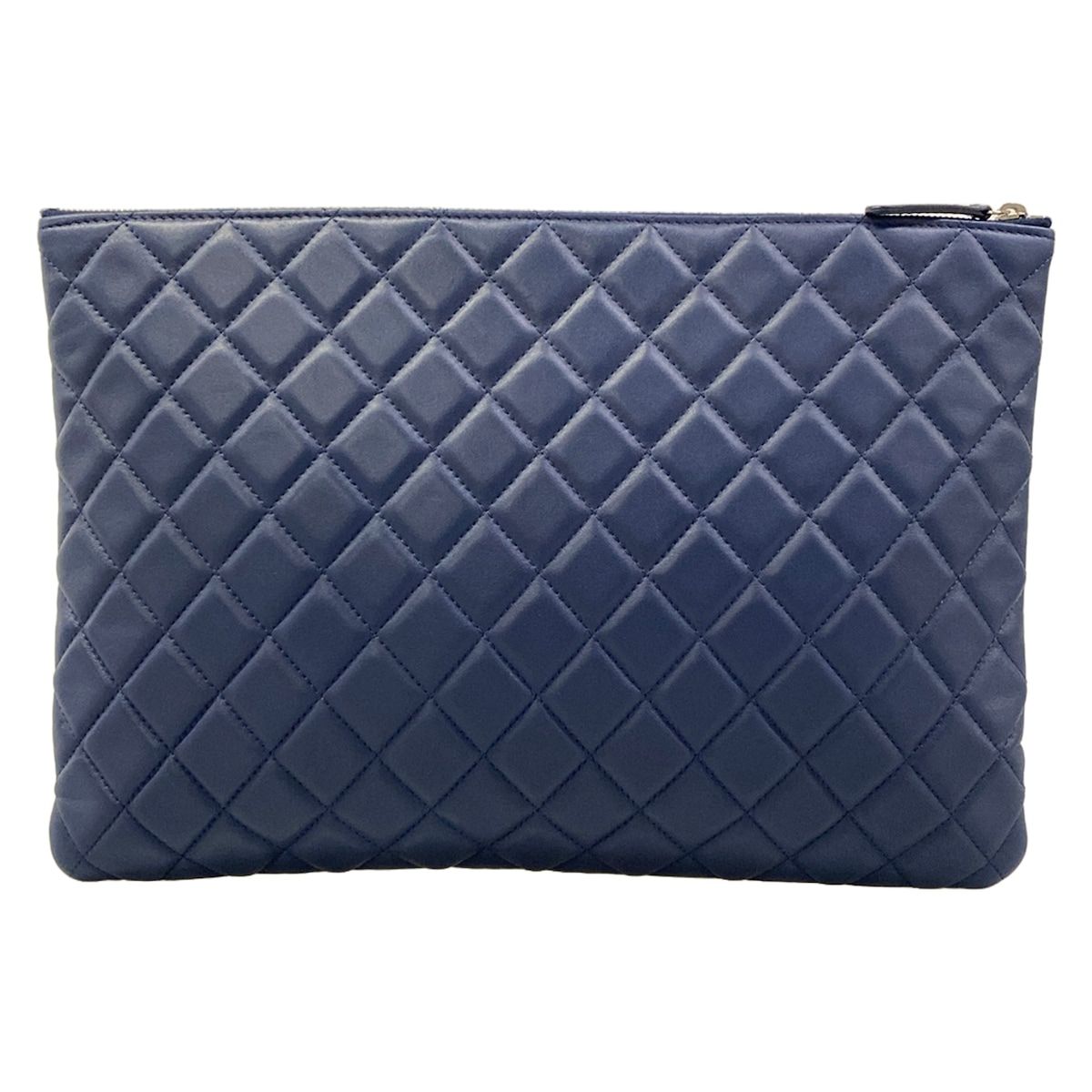 Chanel Clutch Quilted Navy Silver Lambskin — view 3