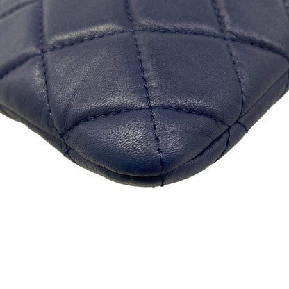 Chanel Clutch Quilted Navy Silver Lambskin — view 6