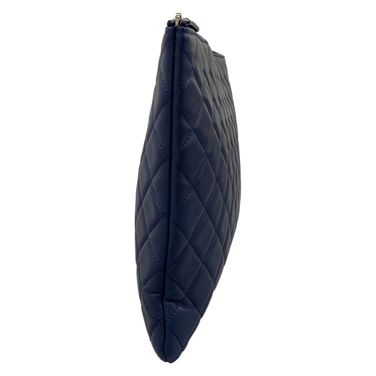 Chanel Clutch Quilted Navy Silver Lambskin — view 2