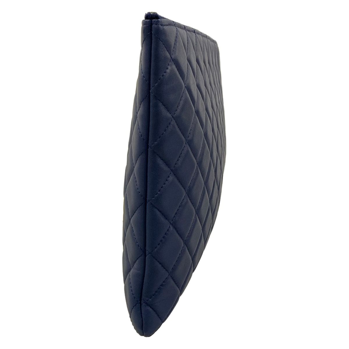 Chanel Clutch Quilted Navy Silver Lambskin — view 4