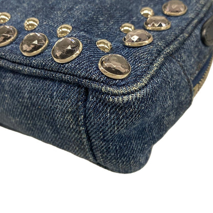 Prada Shoulder Bag Navy Bijou Studs Leather — view 6