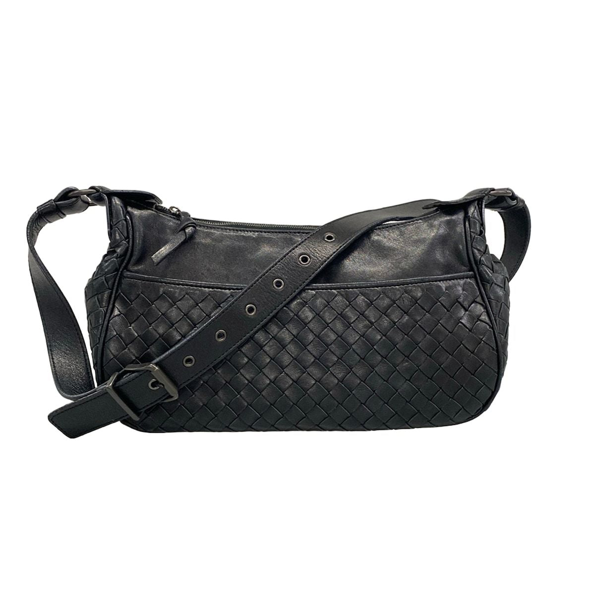 Bottega Veneta Shoulder Bag Intrecciato Black Leather