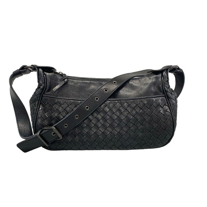 Bottega Veneta Shoulder Bag Intrecciato Black Leather
