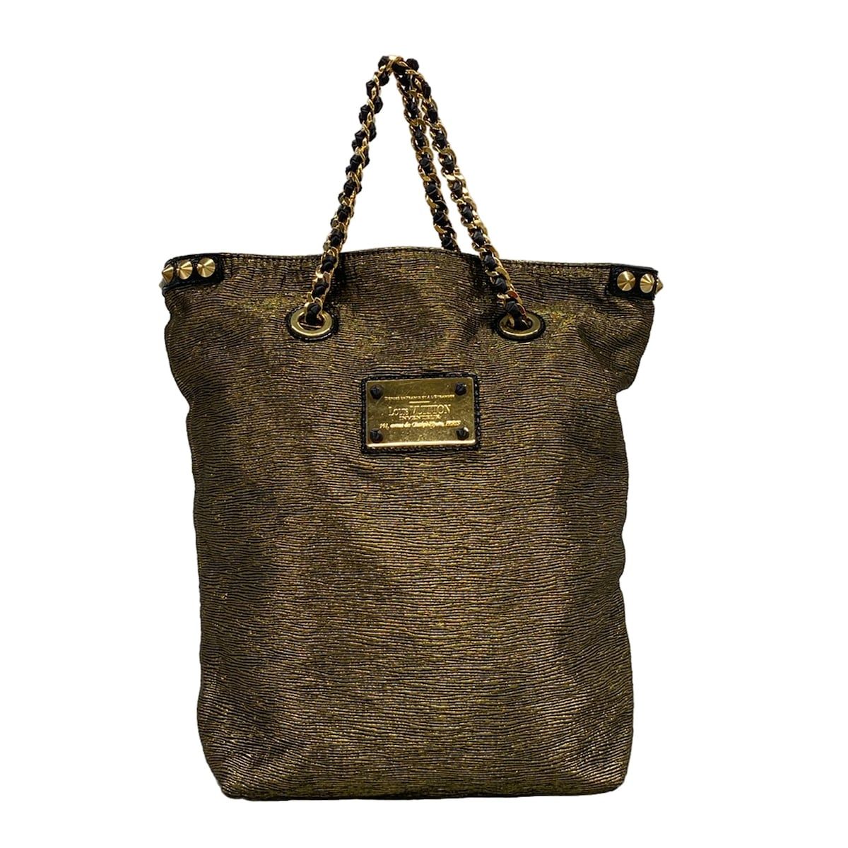 Louis Vuitton Tote Bag Collection Line Gold Black M Included