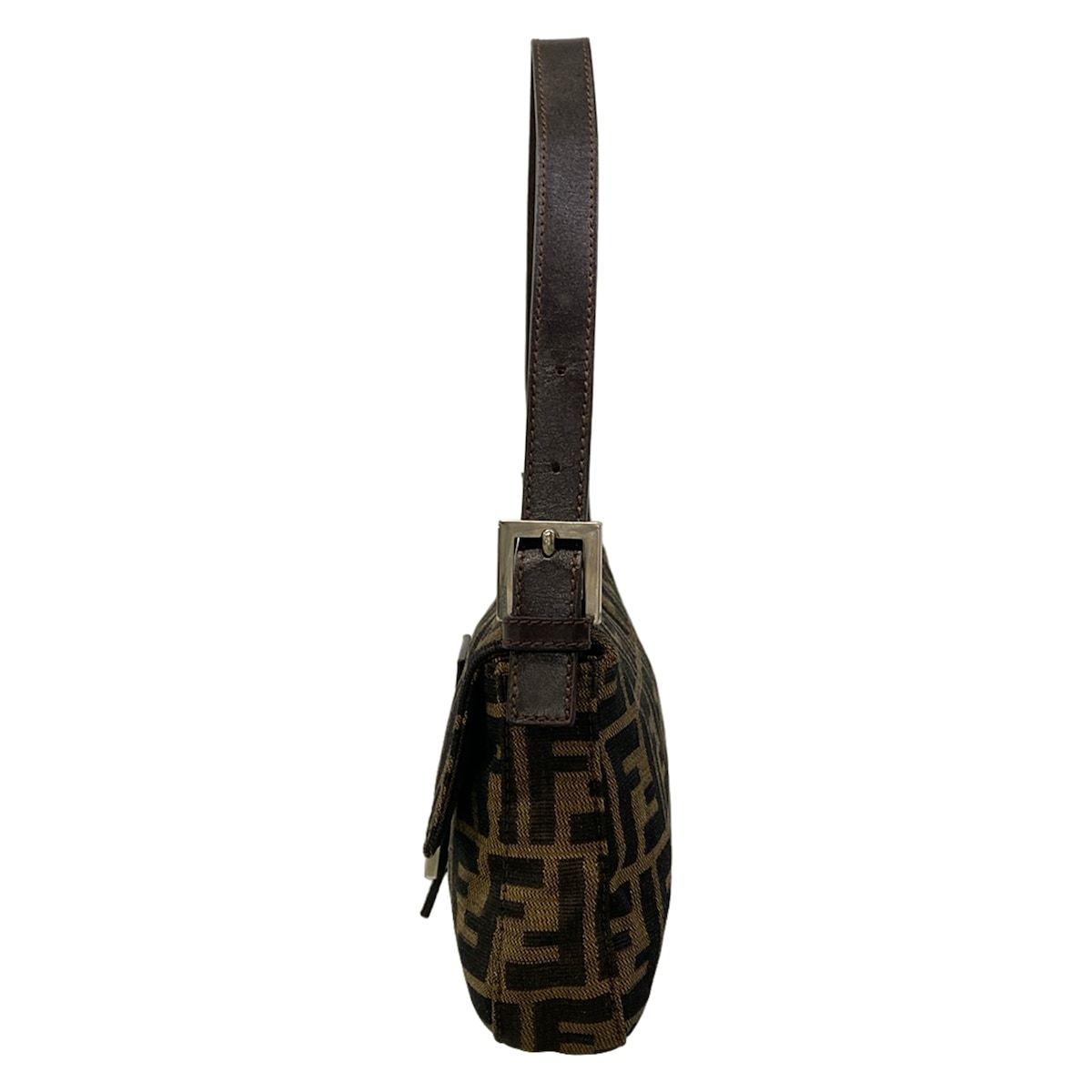 Fendi Handle Mamma Bucket Zucca Pattern Brown Dark Leather Handbag — view 4