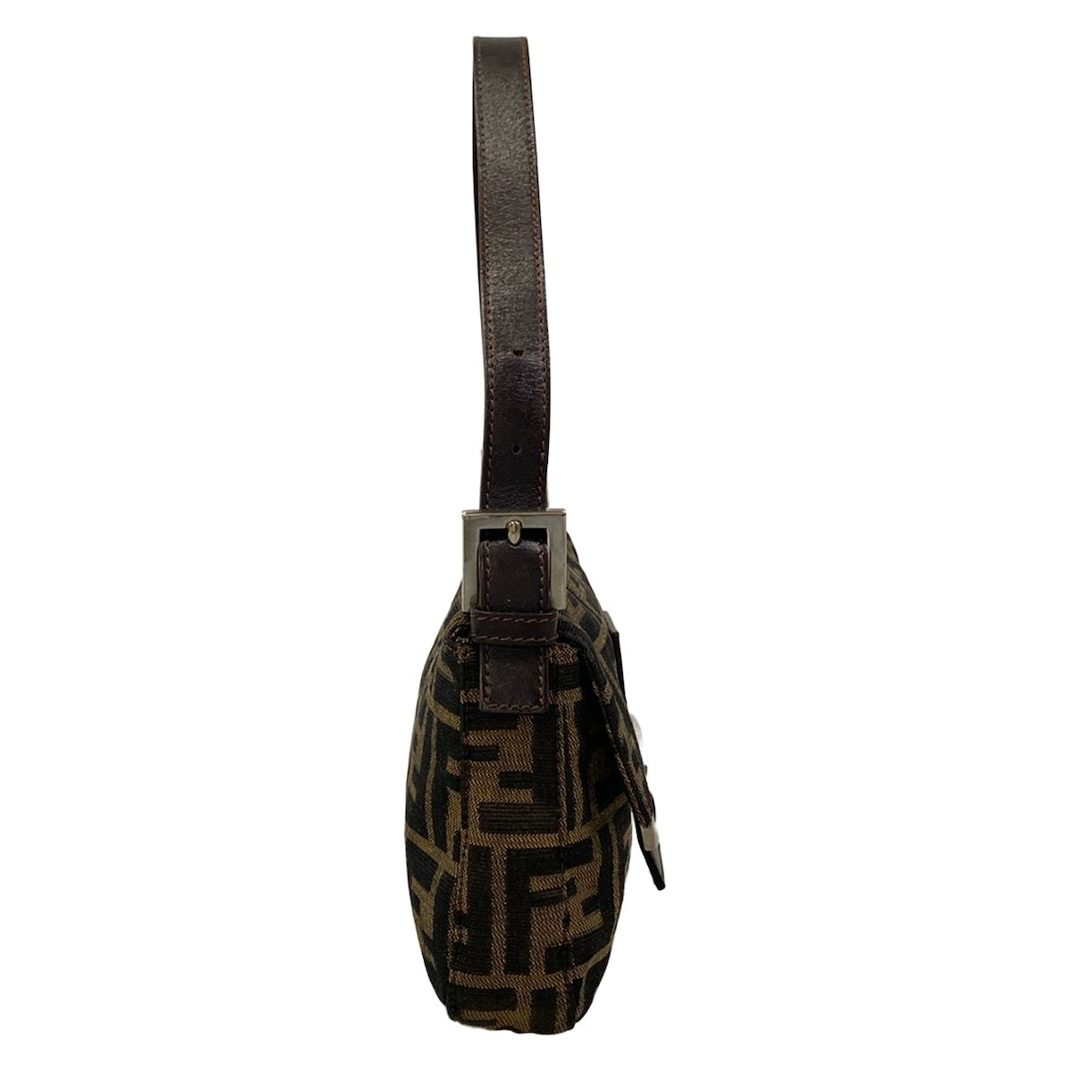 Fendi Handle Mamma Bucket Zucca Pattern Brown Dark Leather Handbag — view 2
