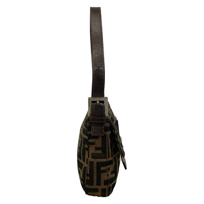Fendi Handle Mamma Bucket Zucca Pattern Brown Dark Leather Handbag — view 2