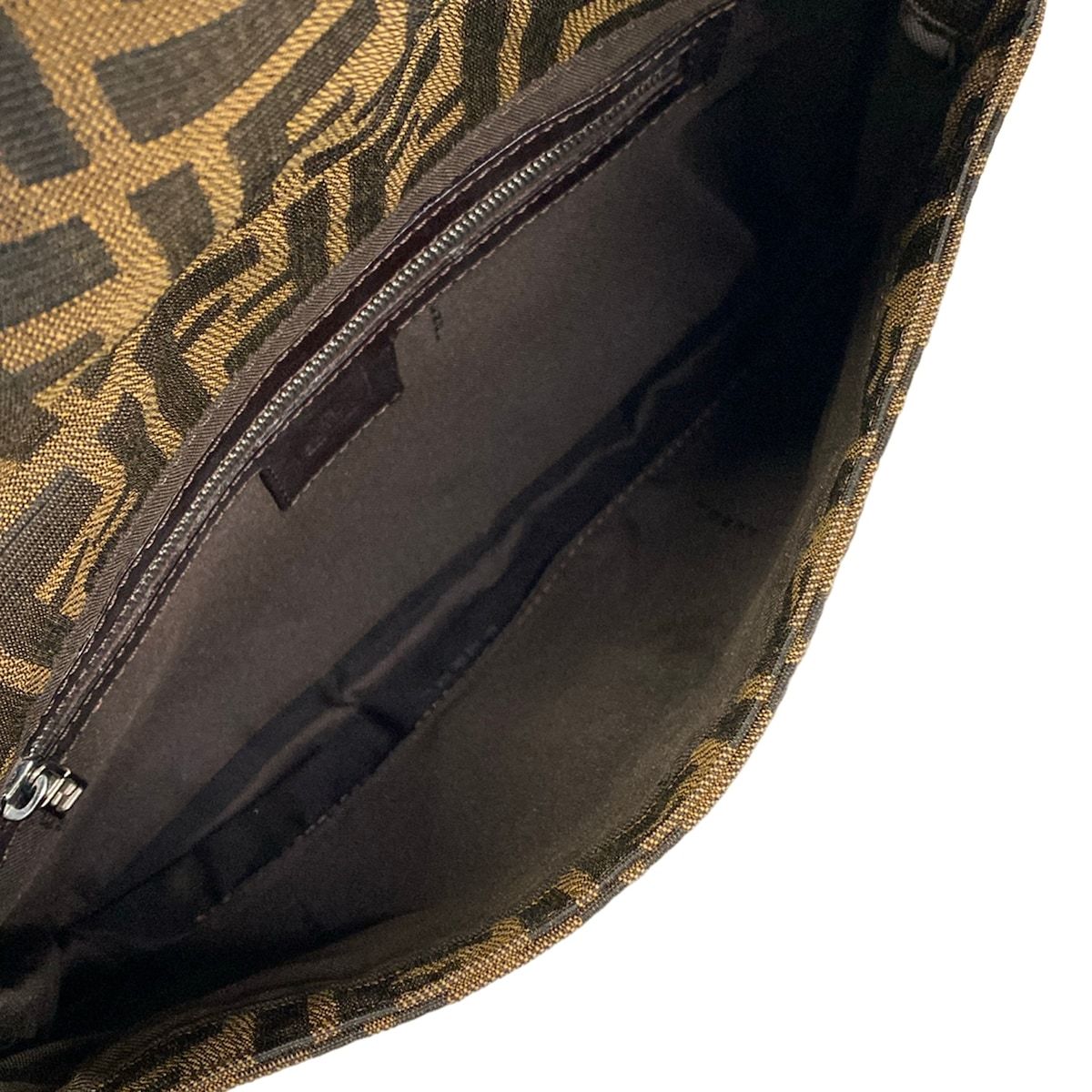 Fendi Handle Mamma Bucket Zucca Pattern Brown Dark Leather Handbag — view 7