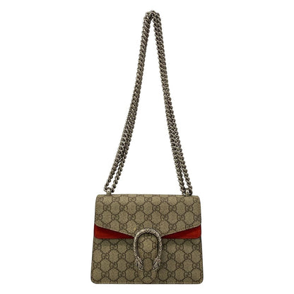 Gucci Shoulder Bag Dionysus Beige Dark Brown Red Chain