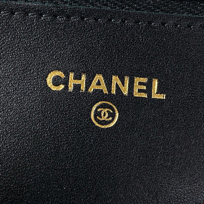 Chanel Wallet Quilted Black Chain Gold Metal Lambskin Shoulder Bag — view 6