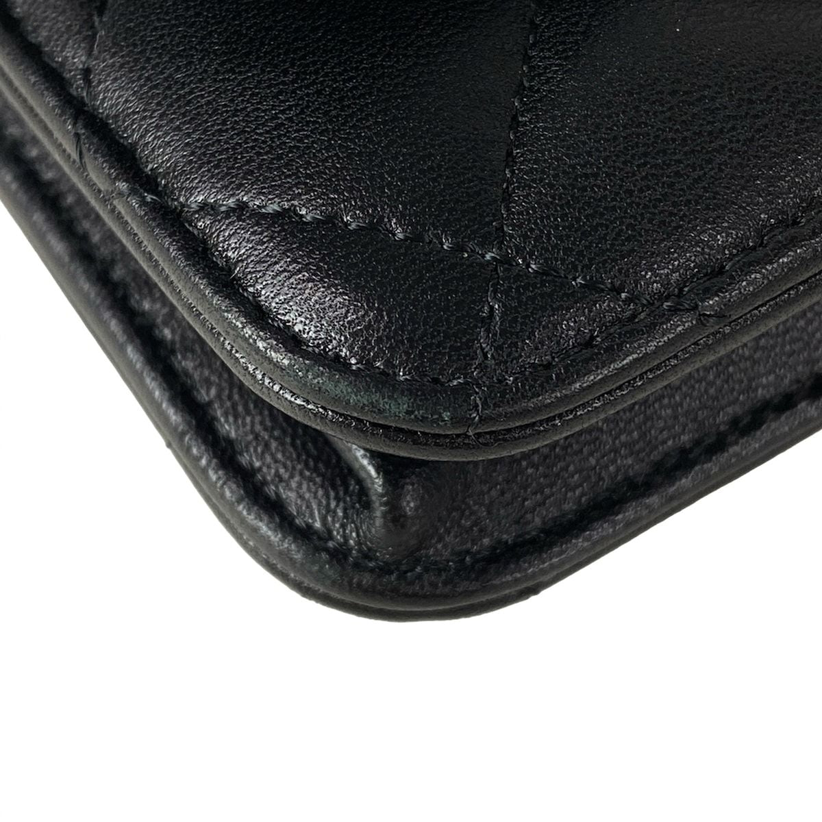 Chanel Wallet Quilted Black Chain Gold Metal Lambskin Shoulder Bag — view 7