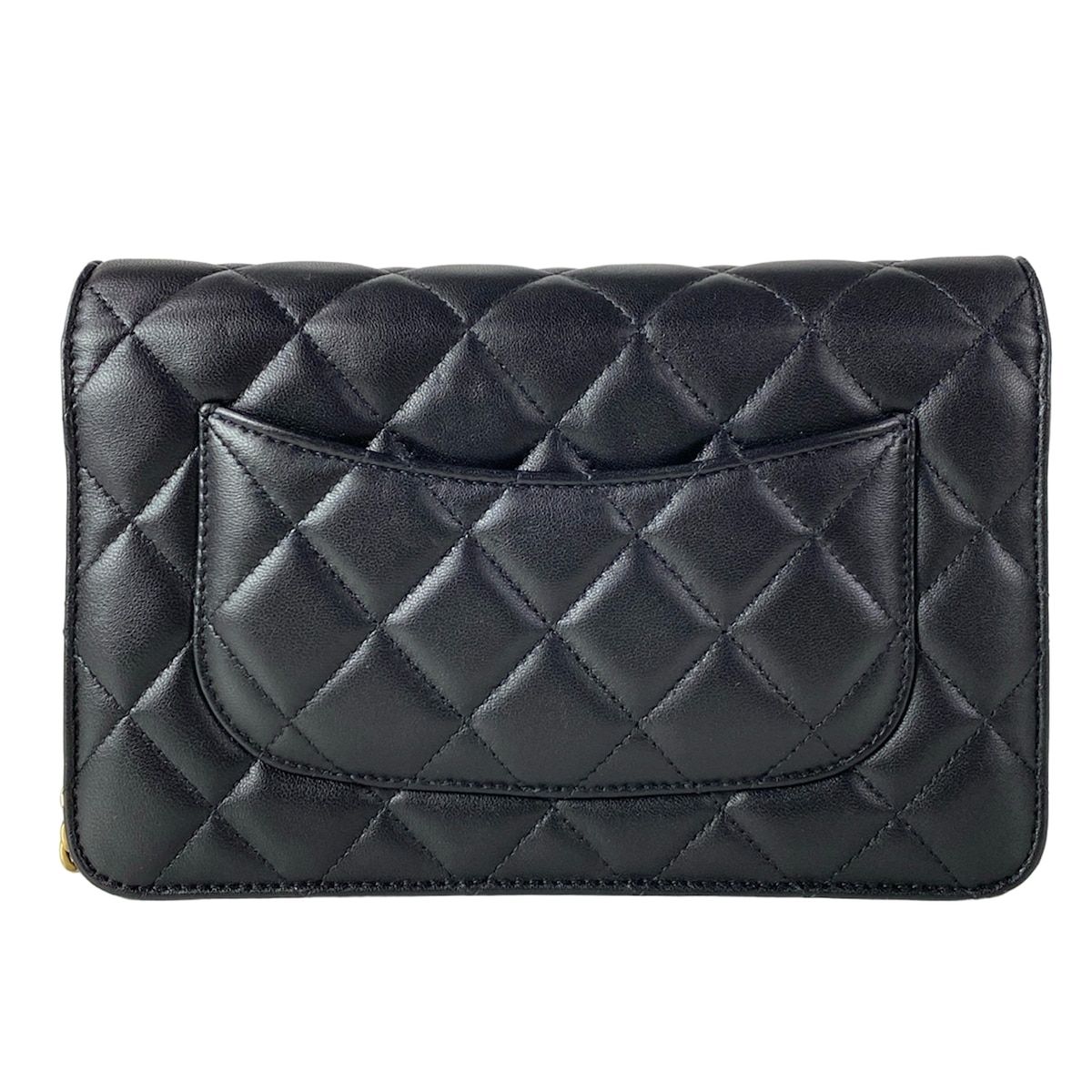 Chanel Wallet Quilted Black Chain Gold Metal Lambskin Shoulder Bag — view 2