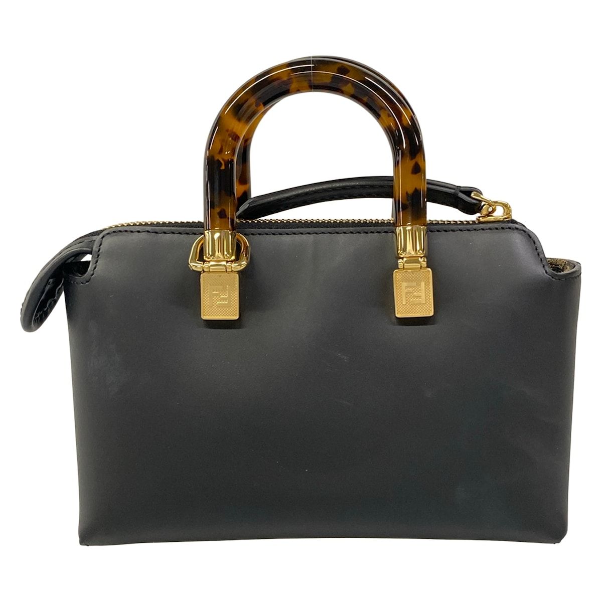 Fendi Handle Mini Visible Black Leather Handbag — view 3