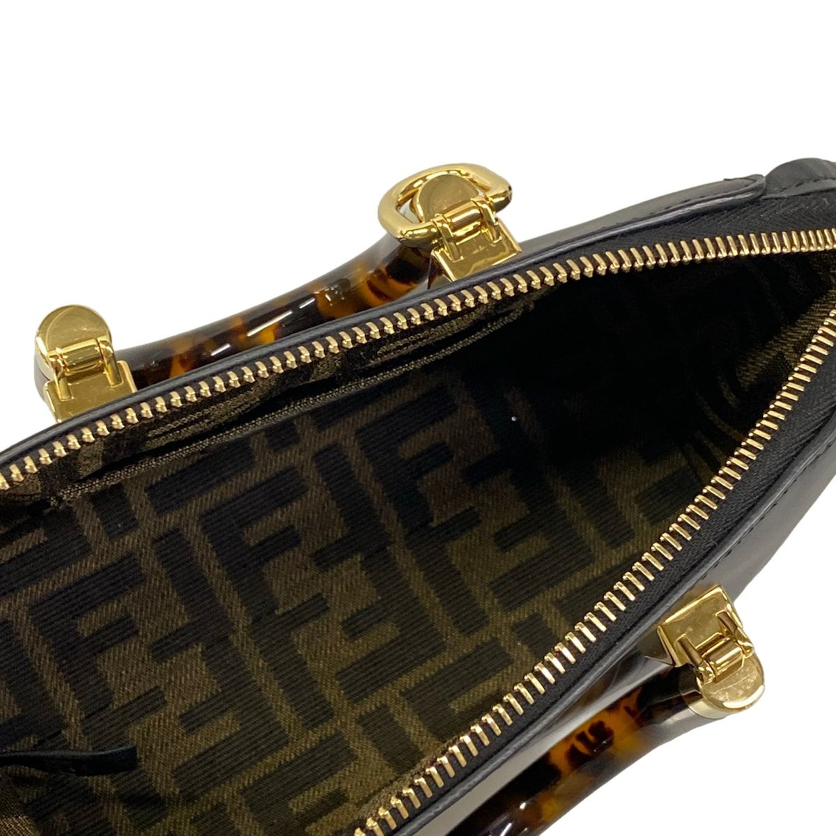 Fendi Handle Mini Visible Black Leather Handbag — view 7