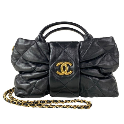 Chanel Shoulder Bag Quilted AS Black Metal Gold Lambskin