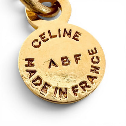 Celine Vintage Faux Pearl Plated Circle Logo Bracelet Gold — view 7
