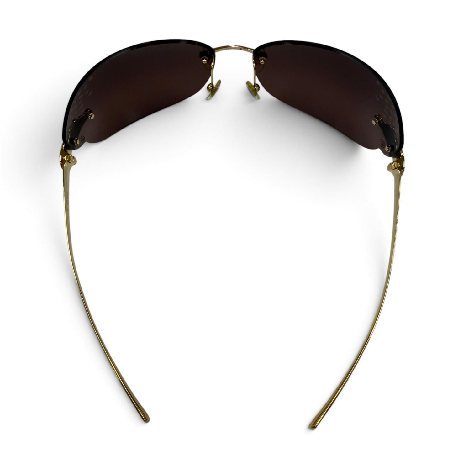 Cartier Rimless Two Point Sunglasses Gold Brown Demo Lens Eyewear — view 6
