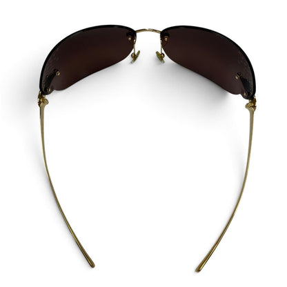 Cartier Rimless Two Point Sunglasses Gold Brown Demo Lens Eyewear — view 6