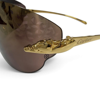 Cartier Rimless Two Point Sunglasses Gold Brown Demo Lens Eyewear — view 7